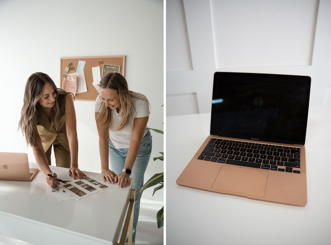 A brand and website designer standing behind a desk talking about business freedom 